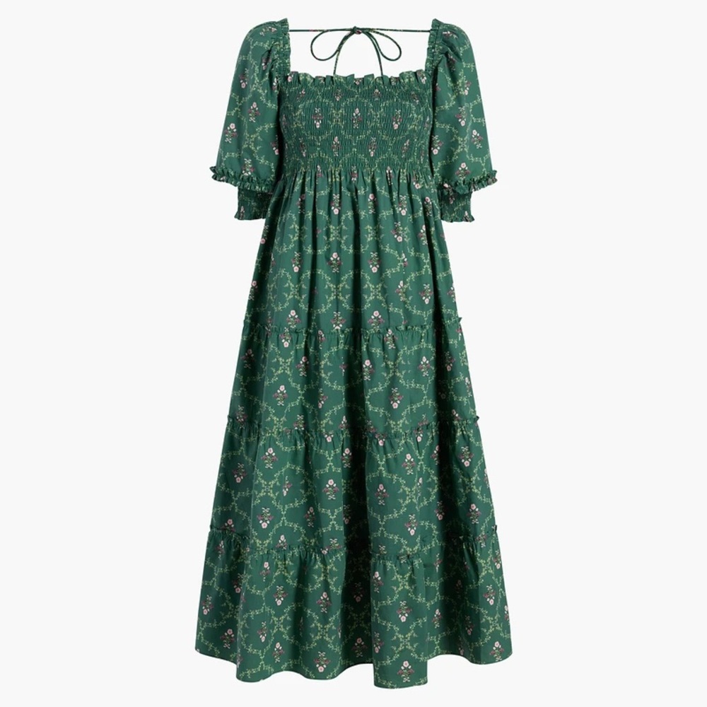 HHH Nesli Nap Dress in Emerald Trellis